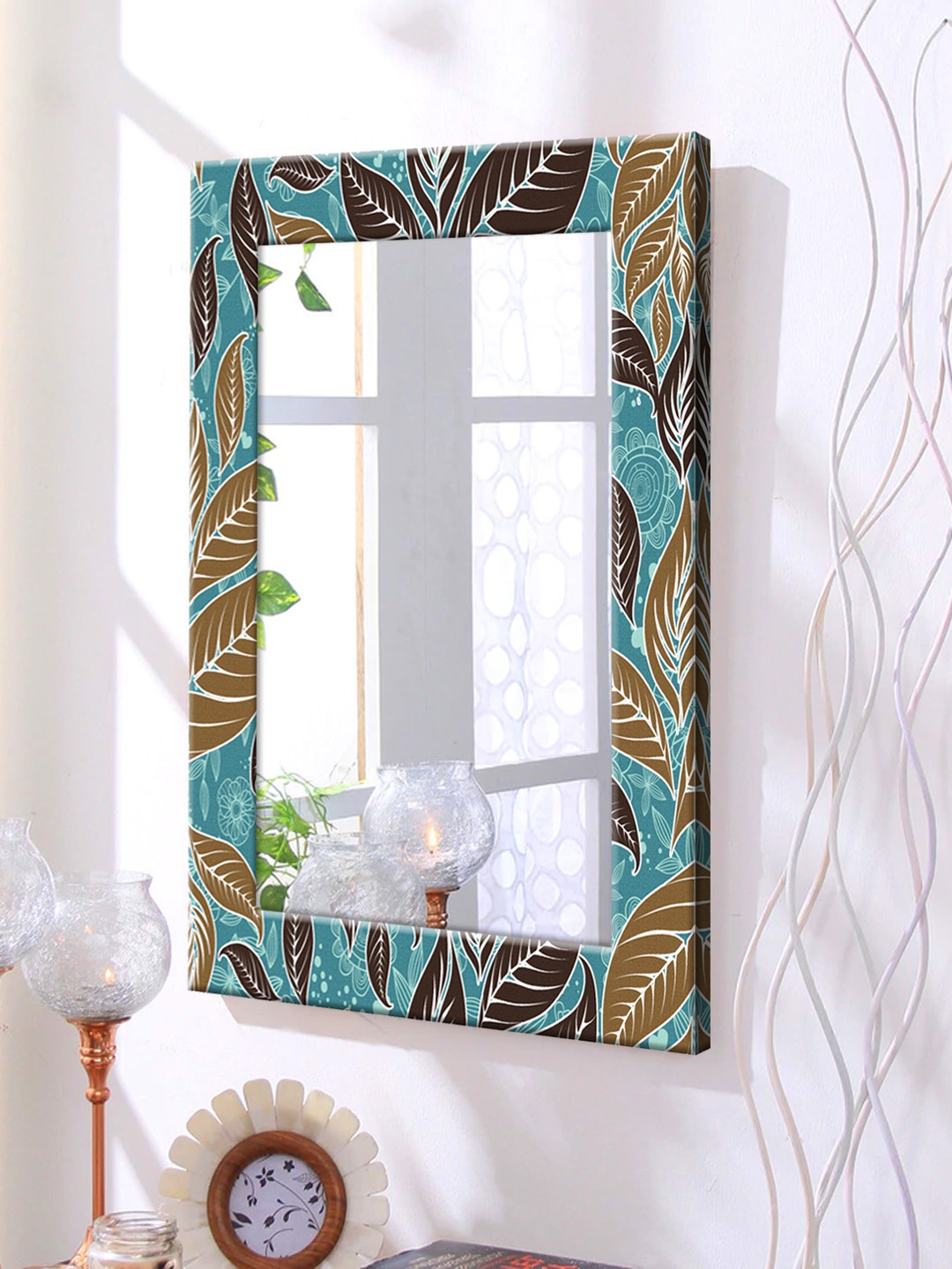 

999Store Multicolour Framed Wall Mirror, Multi