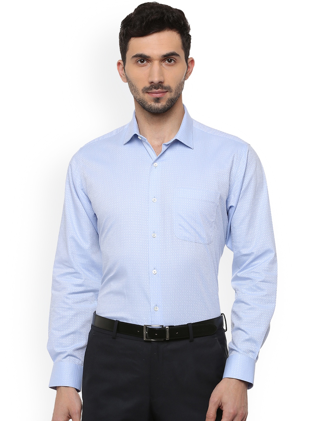 

Van Heusen Men Blue Regular Fit Self Design Formal Shirt