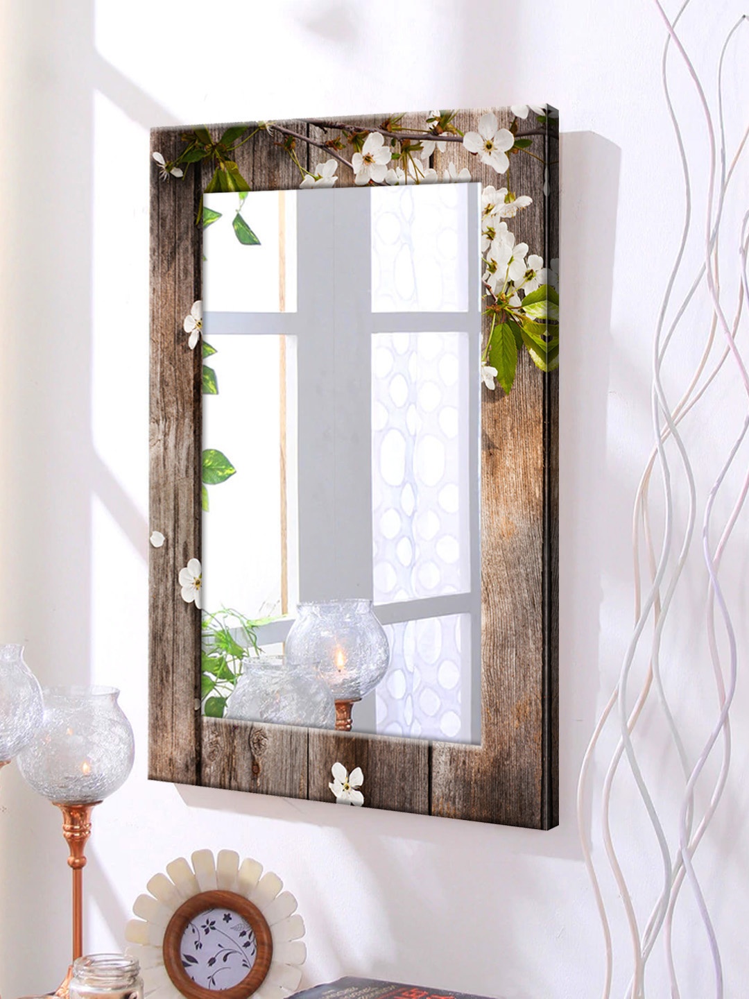 

999Store Brown Framed Wall Mirror
