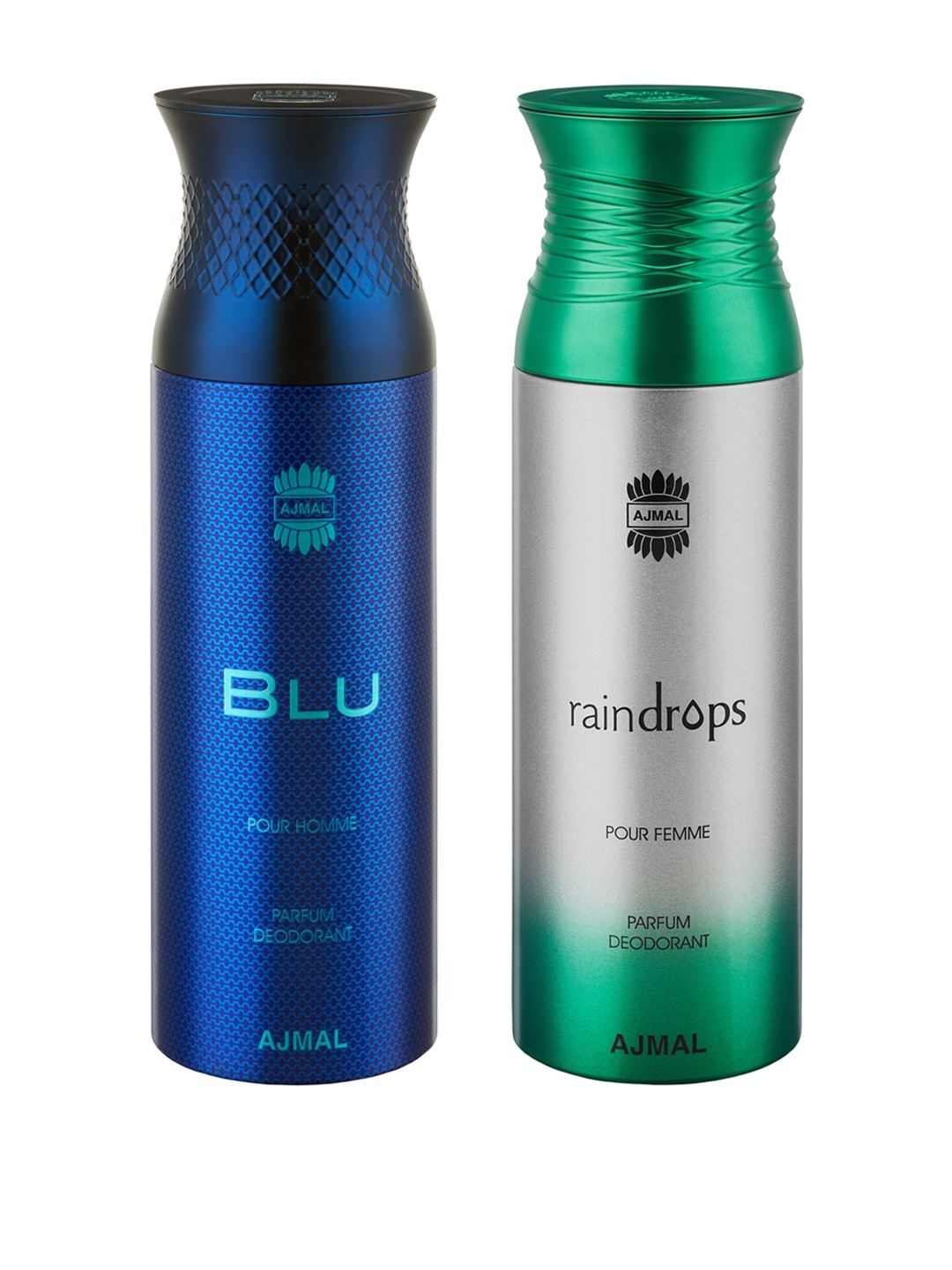 

Ajmal Men & Women Set of 2 Blu & Raindrops Deodorants, Blue