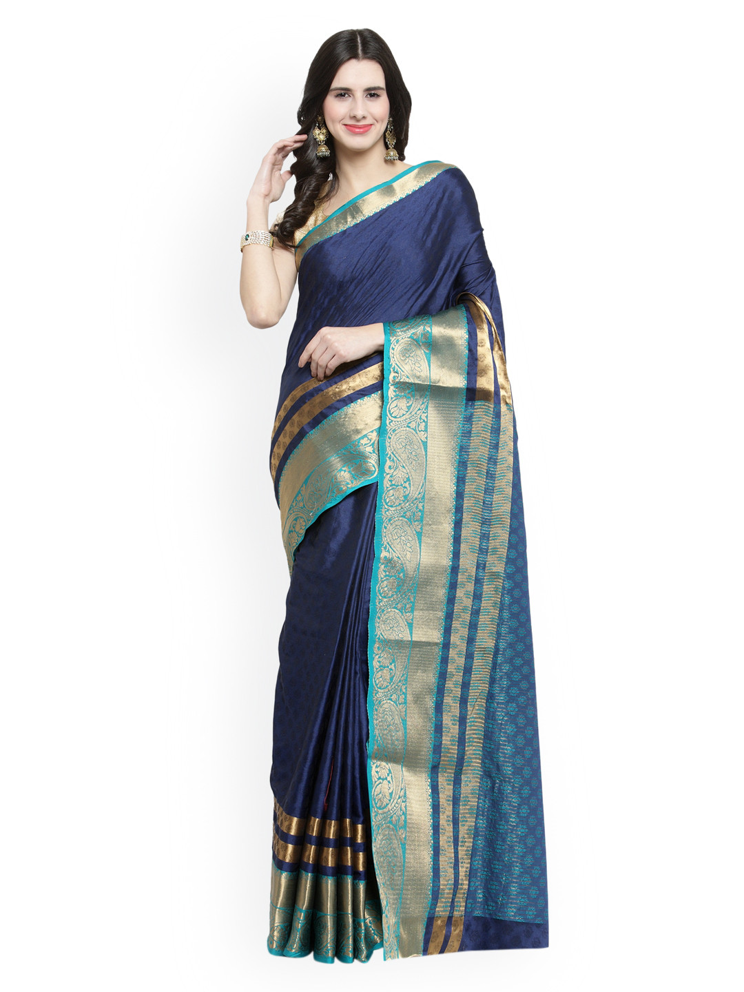 

Sugathari Blue Silk Blend Woven Design Banarasi Saree