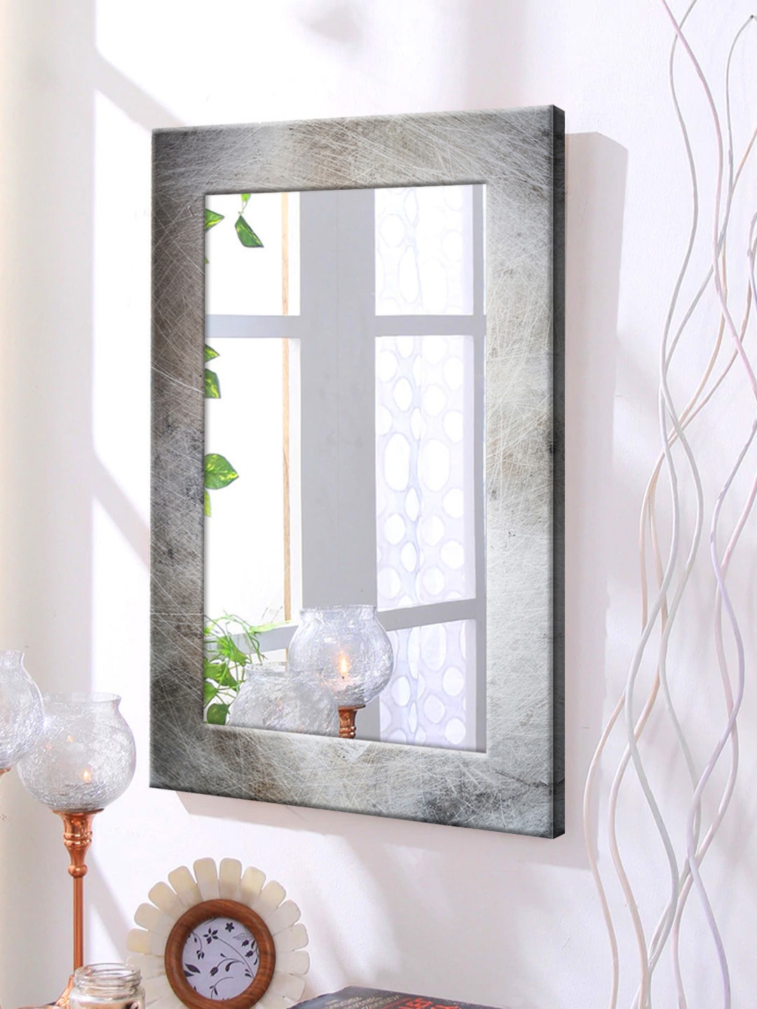 

999Store Grey Framed Wall Mirror