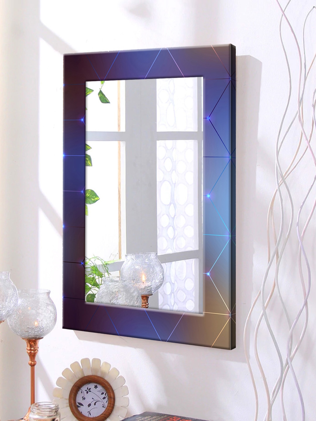 

999Store Blue Framed Wall Mirror