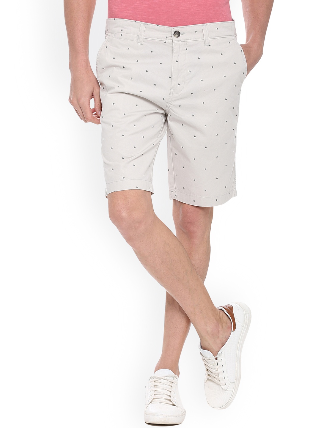 

People Men Beige Printed Regular Fit Regular Shorts