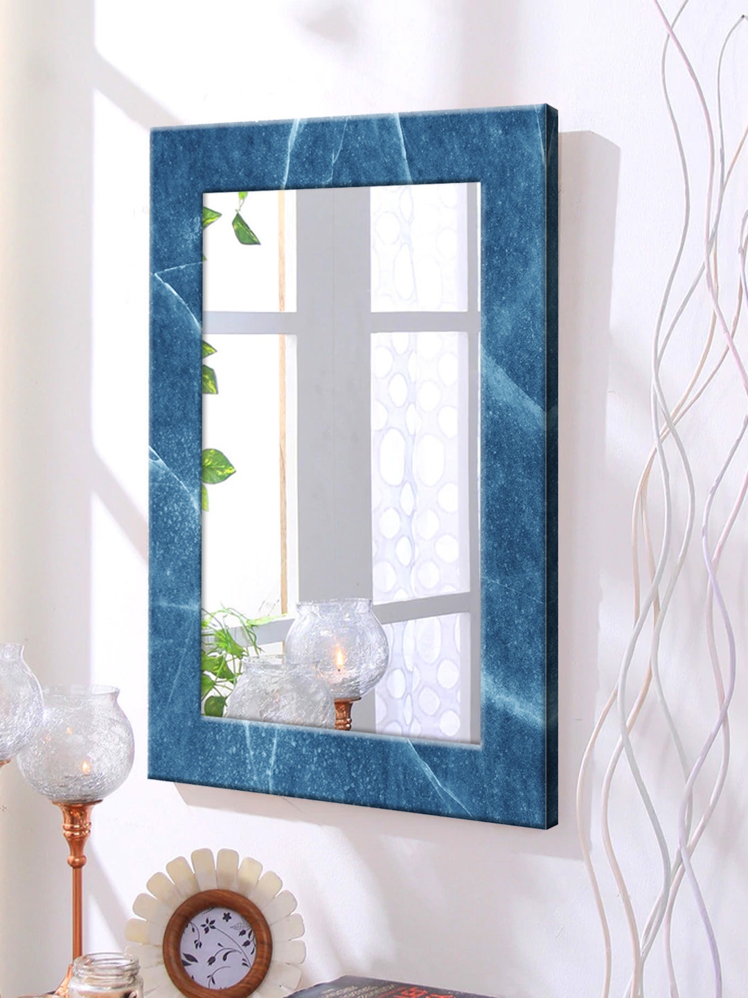 

999Store Blue Framed Wall Mirror