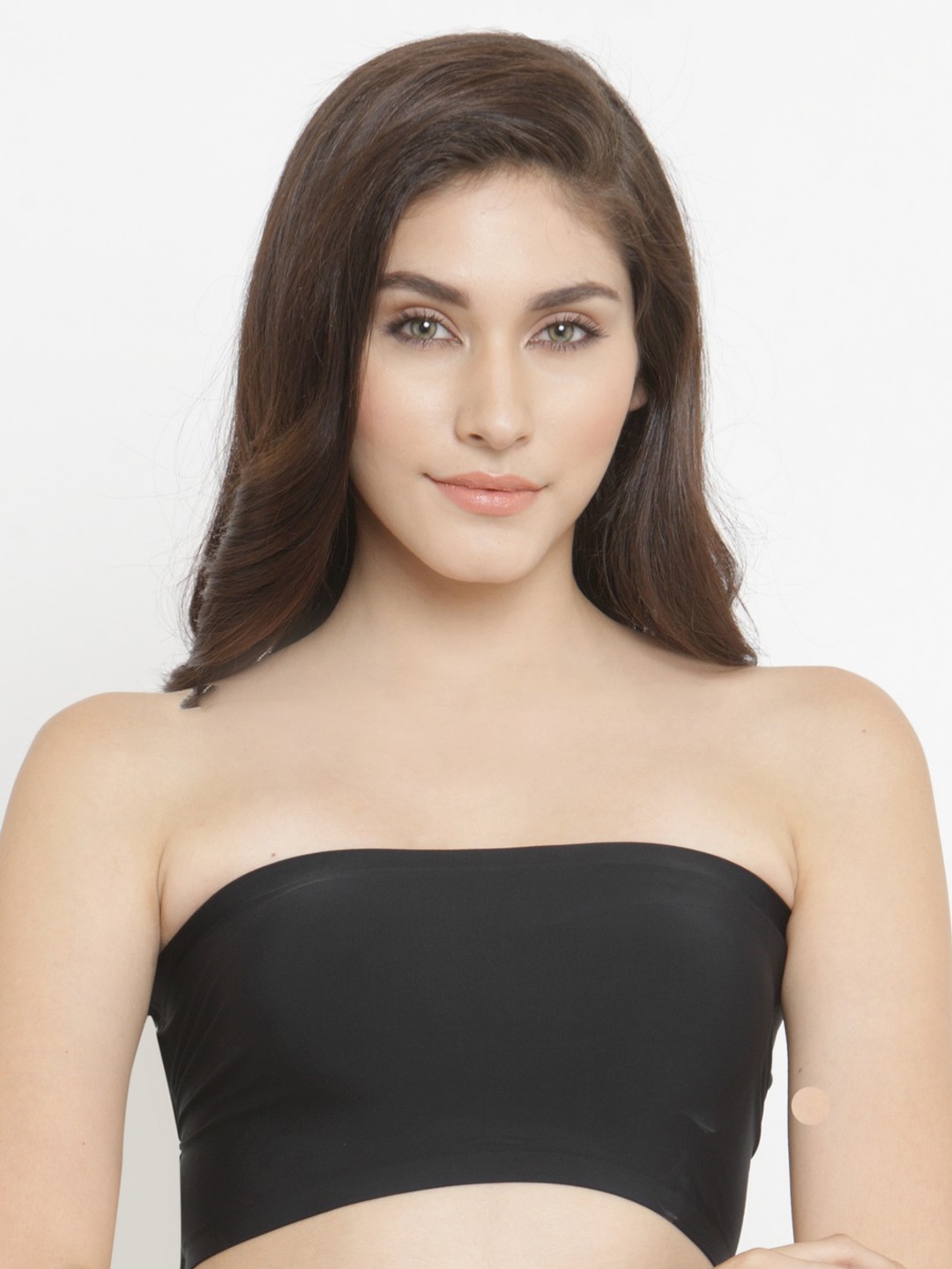 

PrettyCat Black Solid Non-Wired Lightly Padded Bandeau Bra PC-BR-5111