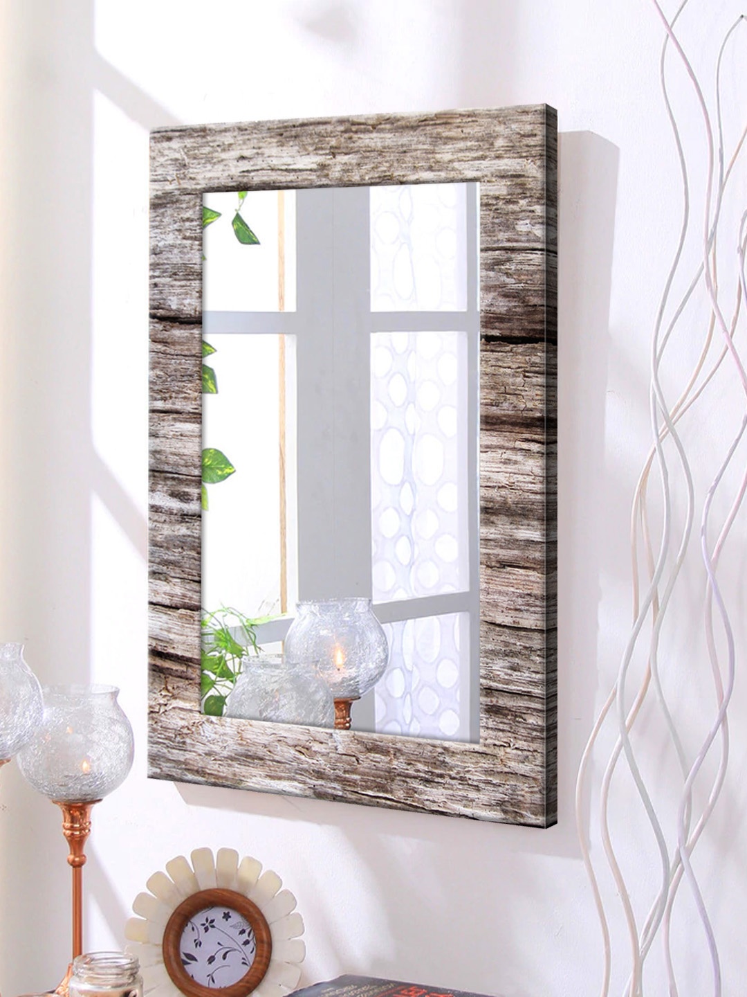 

999Store Brown Framed Wall Mirror