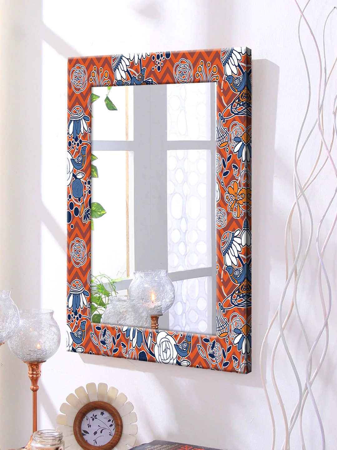 

999Store Orange Framed Wall Mirror