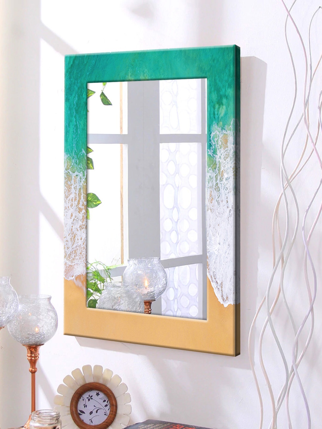 

999Store Blue Framed Wall Mirror