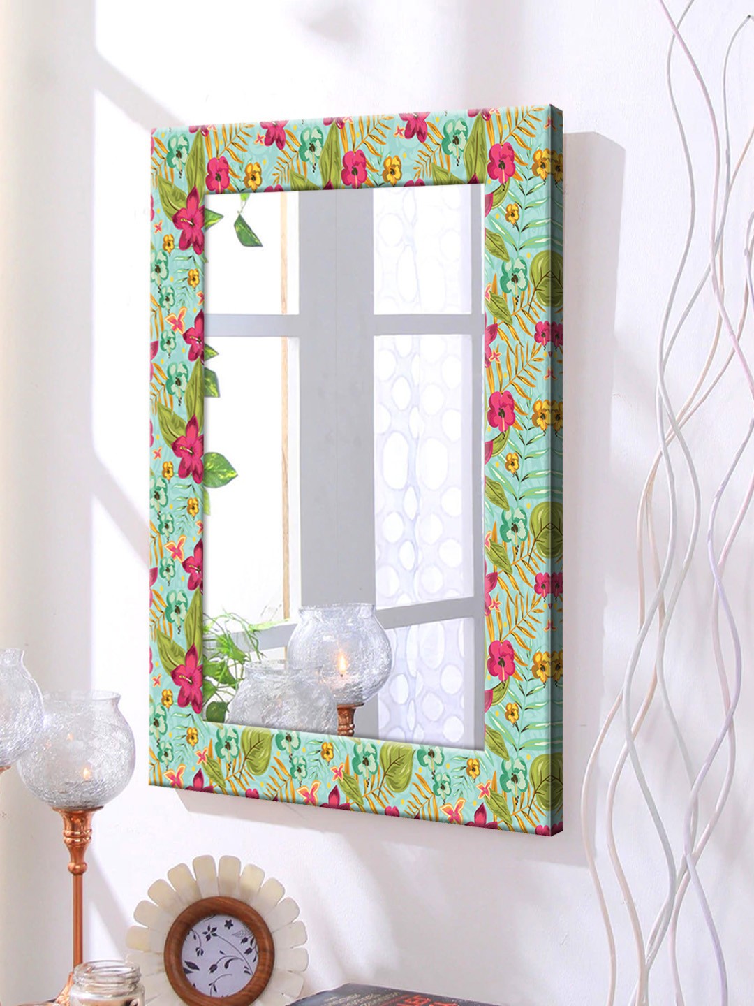 

999Store Green & Blue Framed Wall Mirror