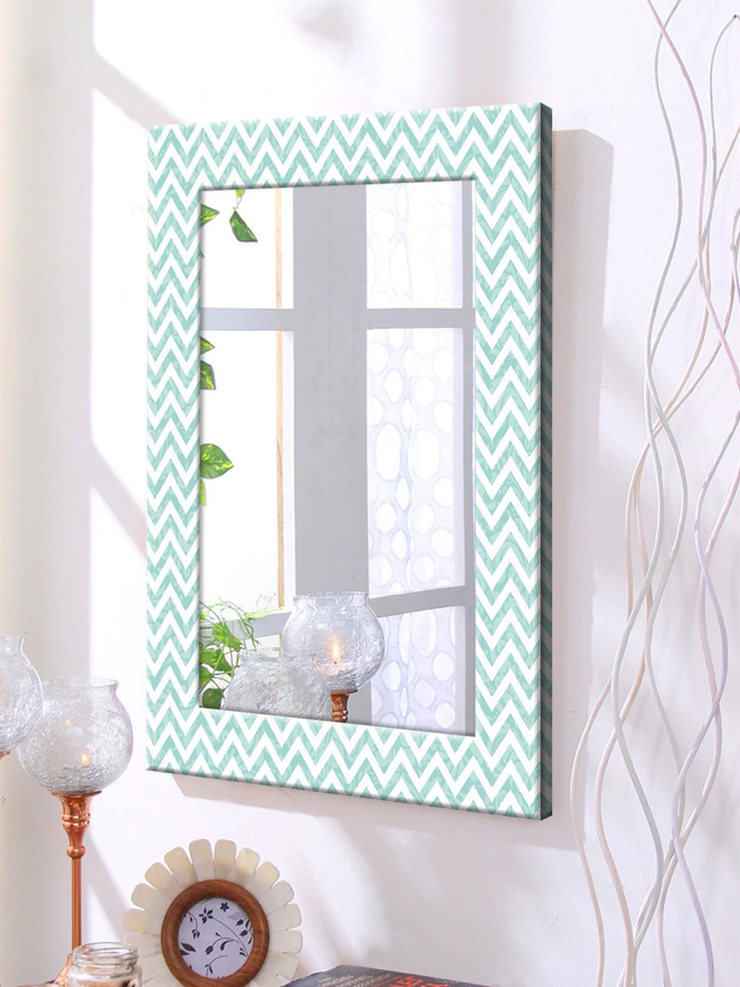 

999Store Blue Framed Wall Mirror