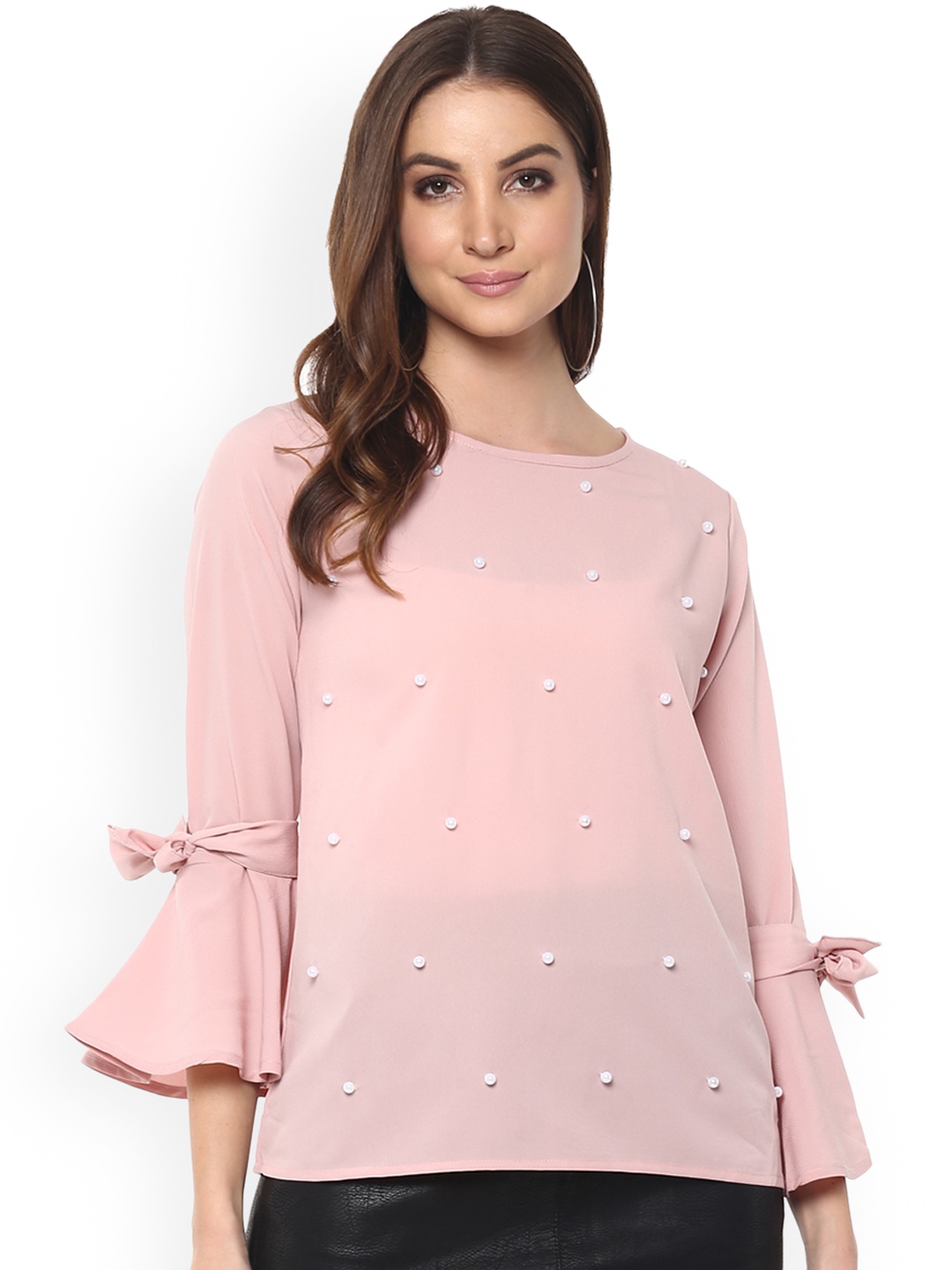 

Mayra Women Pink Embellished A-Line Top