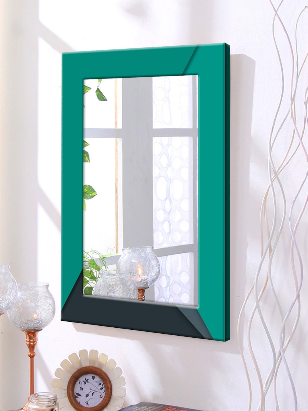 

999Store Blue & Black Framed Wall Mirror