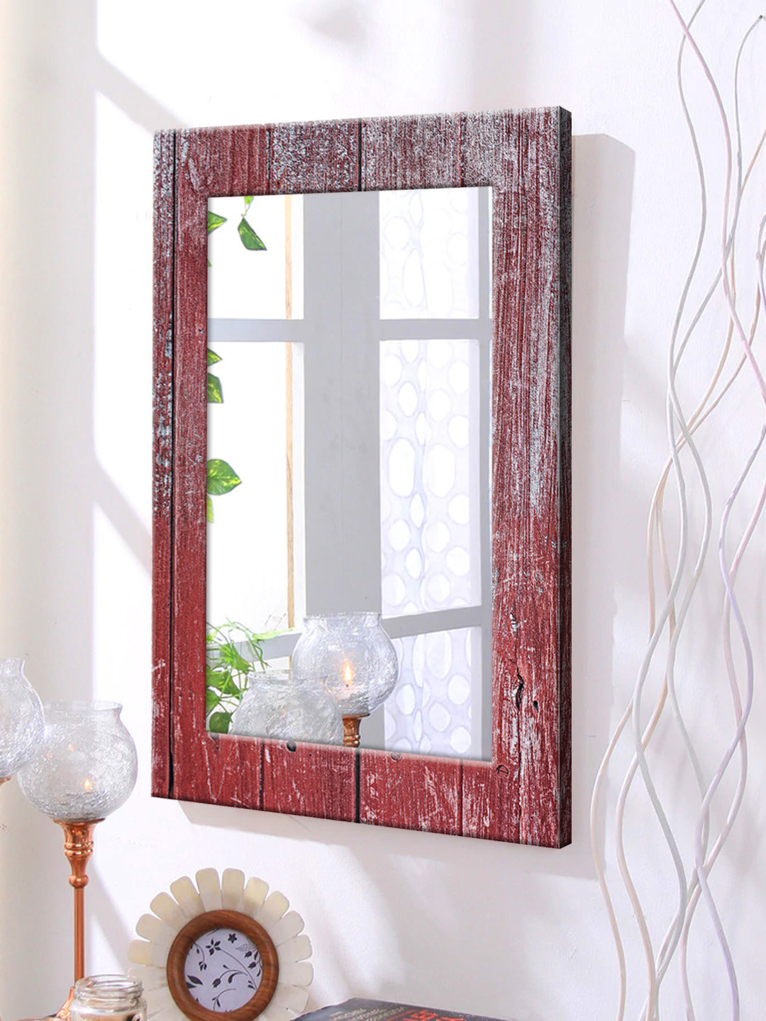 

999Store Red Framed Wall Mirror