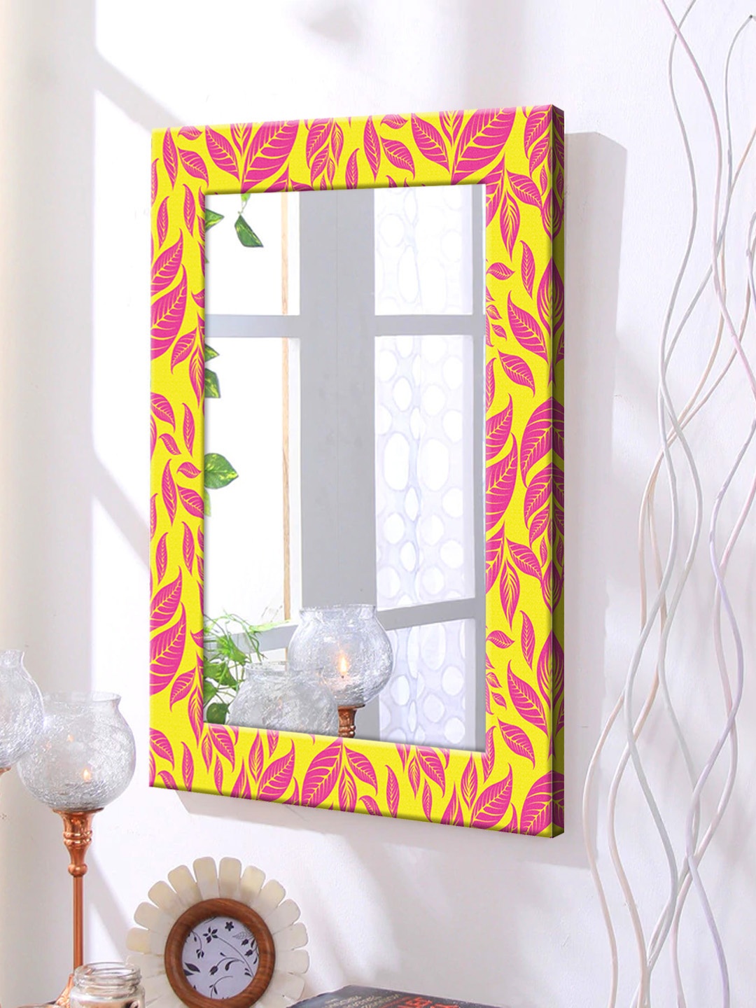 

999Store Yellow Framed Wall Mirror