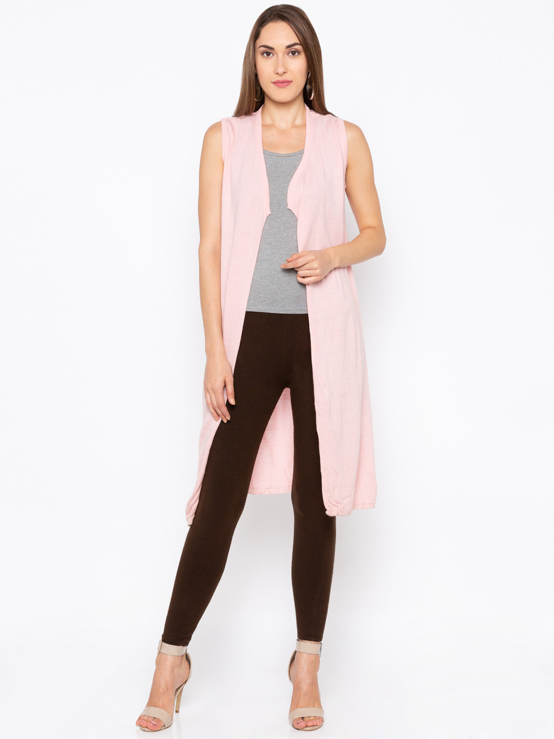 

Globus Pink Solid Open Front Shrug