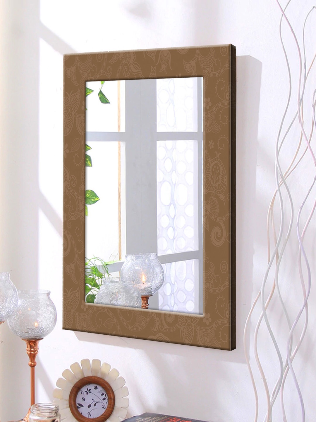 

999Store Brown Framed Wall Mirror