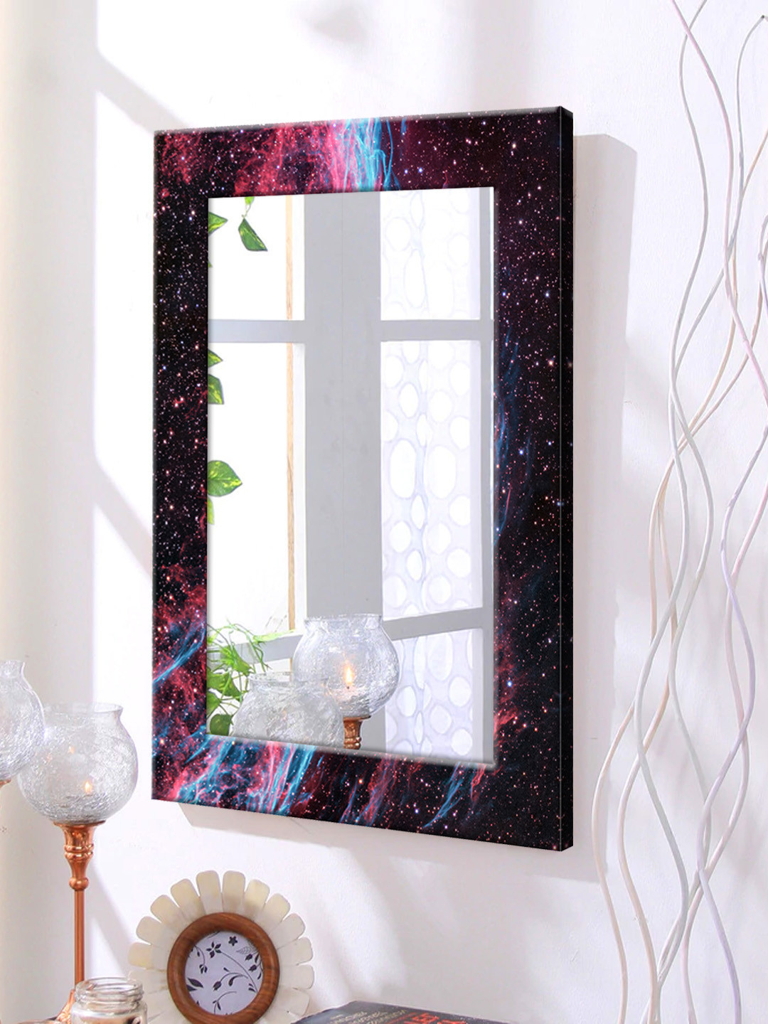 

999Store Black & Blue Framed Wall Mirror