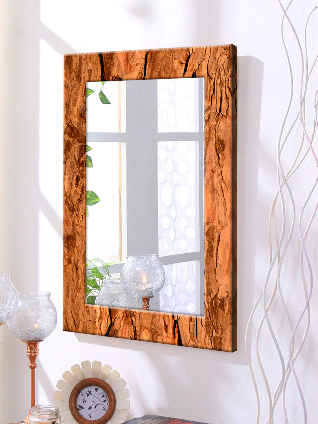 

999Store Brown Framed Wall Mirror