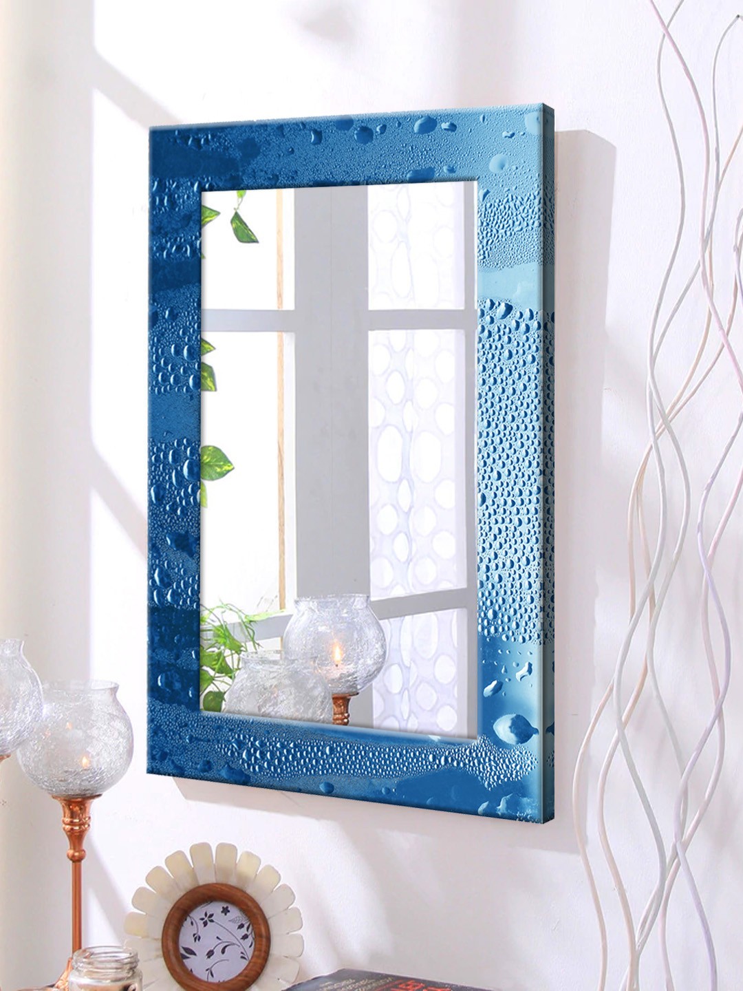

999Store Blue Framed Wall Mirror