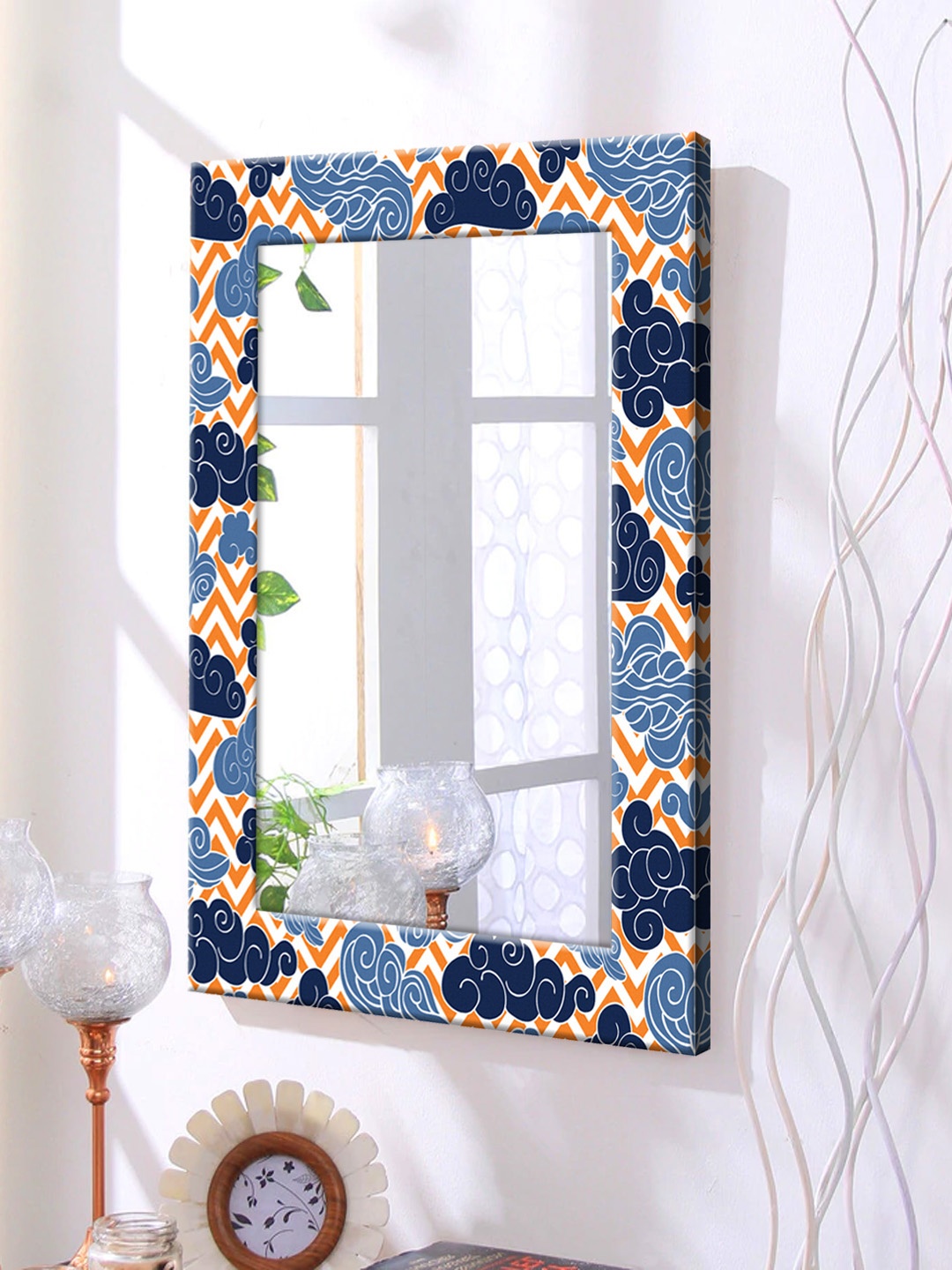 

999Store Blue Framed Wall Mirror