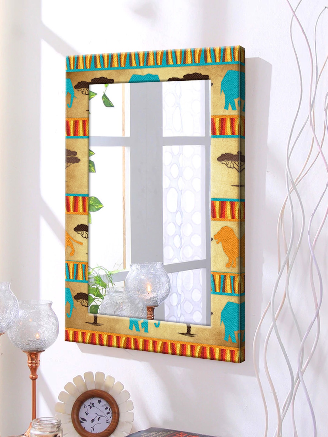 

999Store Yellow Framed Wall Mirror