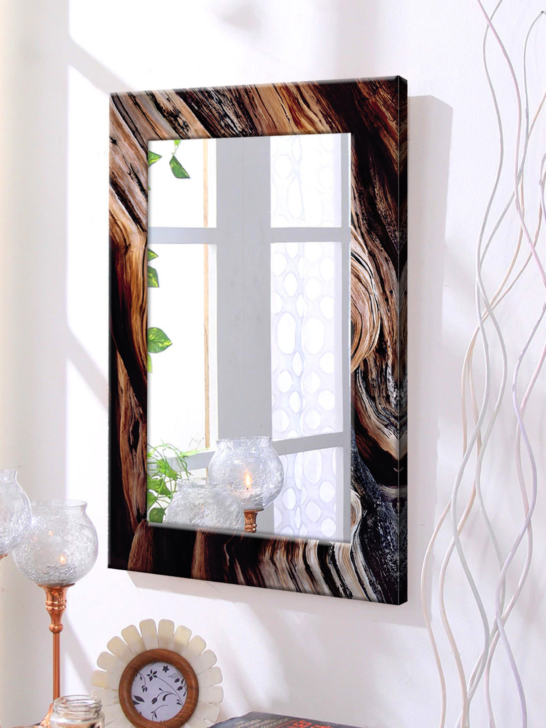 

999Store Brown Framed Wall Mirror