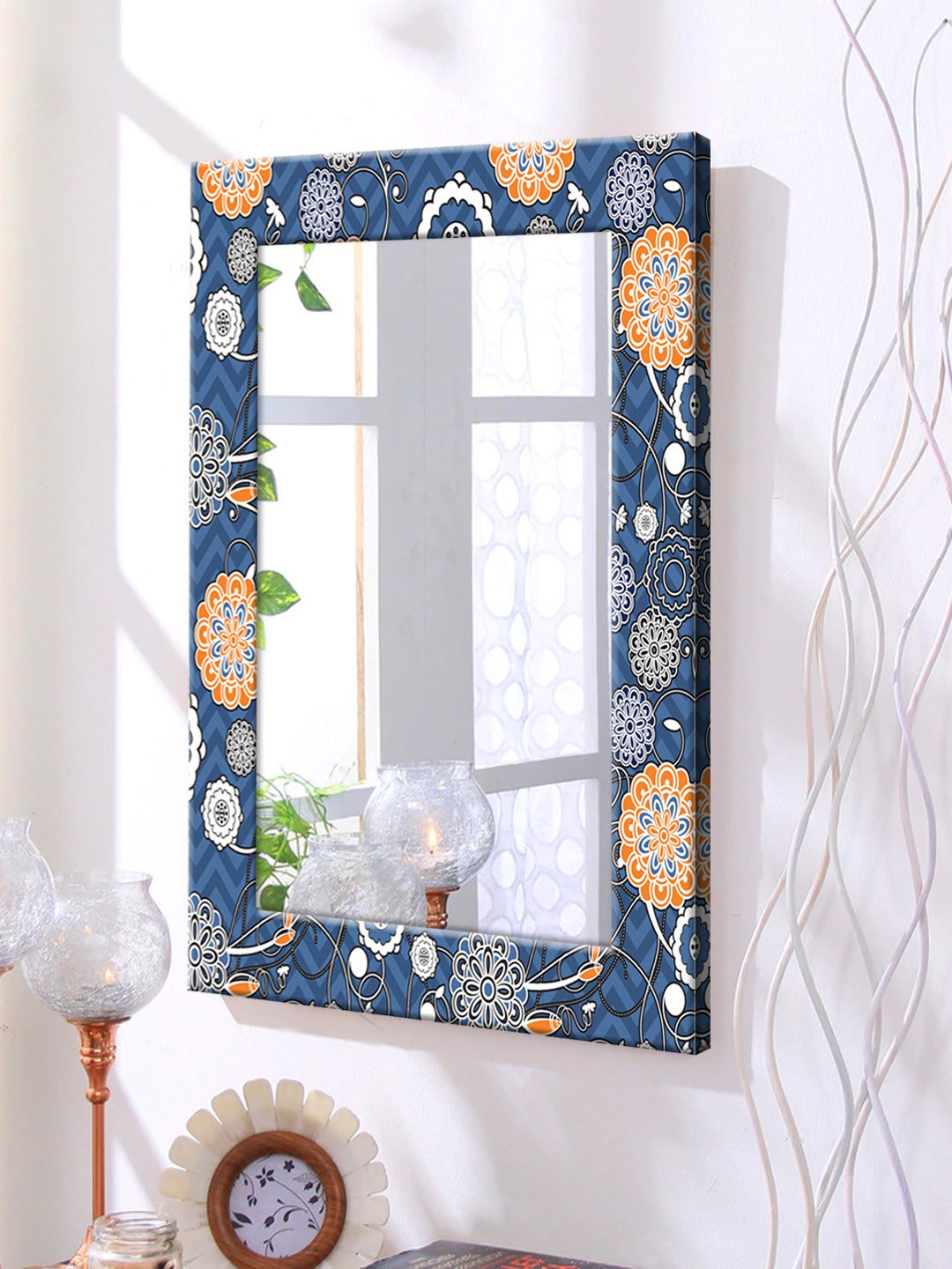 

999Store Blue Framed Wall Mirror