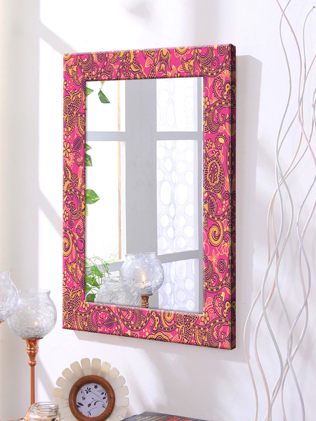 

999Store Red Framed Wall Mirror