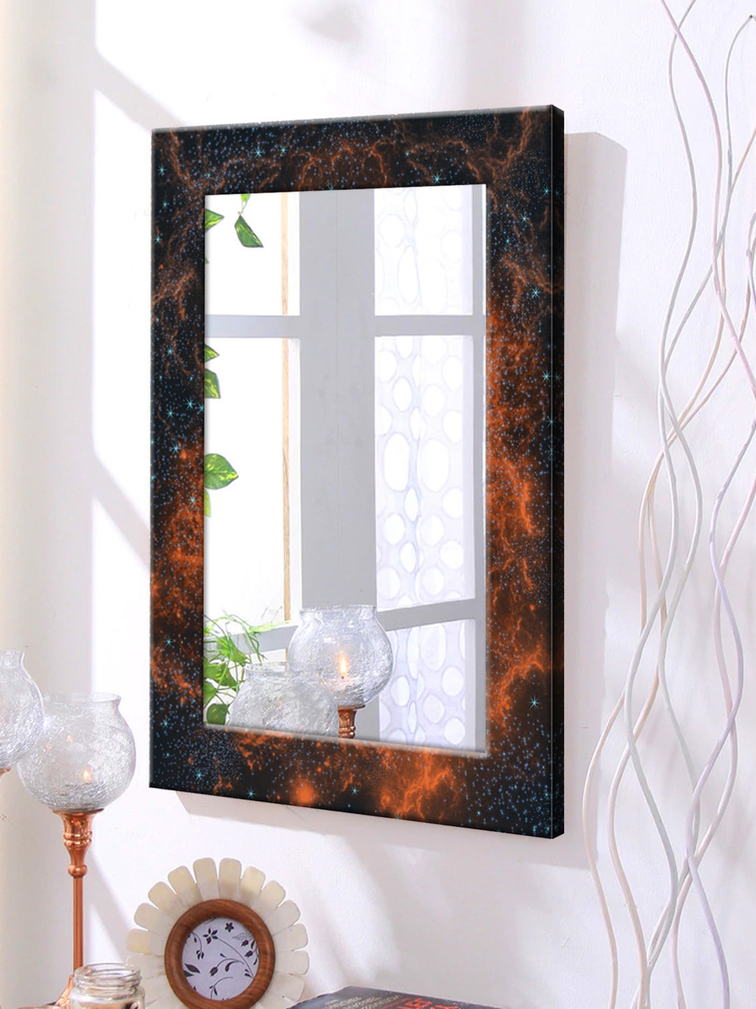 

999Store Brown Framed Wall Mirror