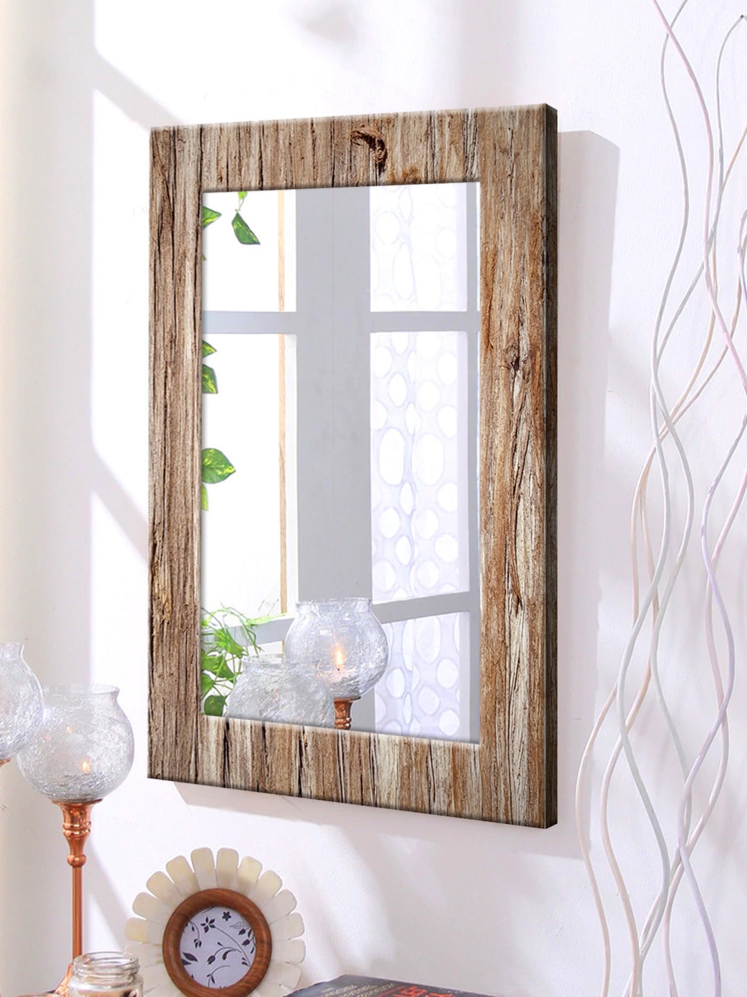 

999Store Brown Framed Wall Mirror