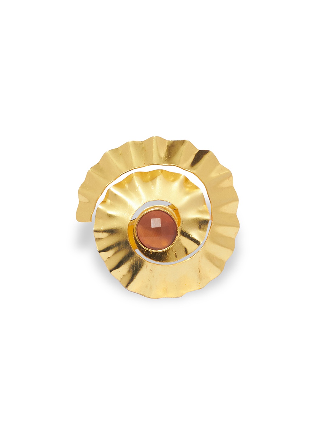 

AccessHer Women Gold-Toned Moonstone Circular Finger Ring