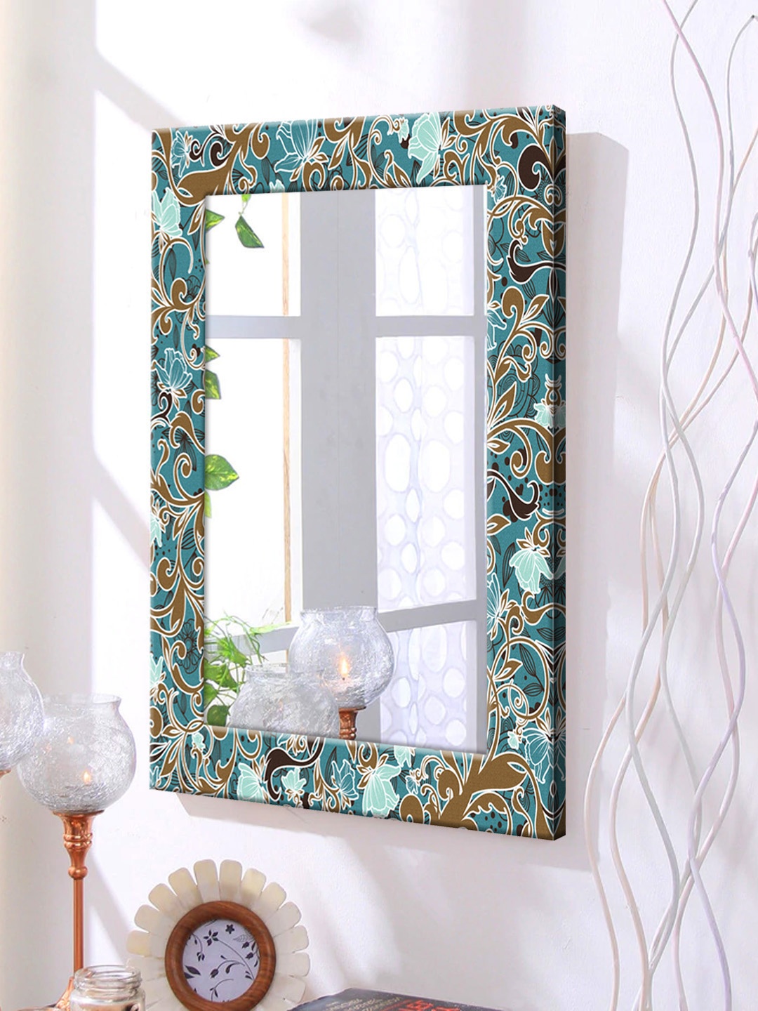 

999Store Blue Framed Wall Mirror