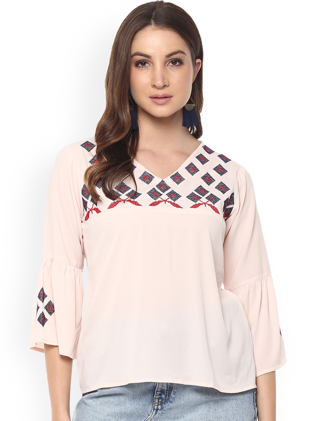 

Mayra Women Pink Printed A-Line Top