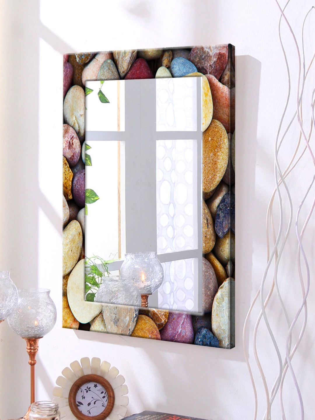 

999Store Multicoloured Framed Wall Mirror, Multi