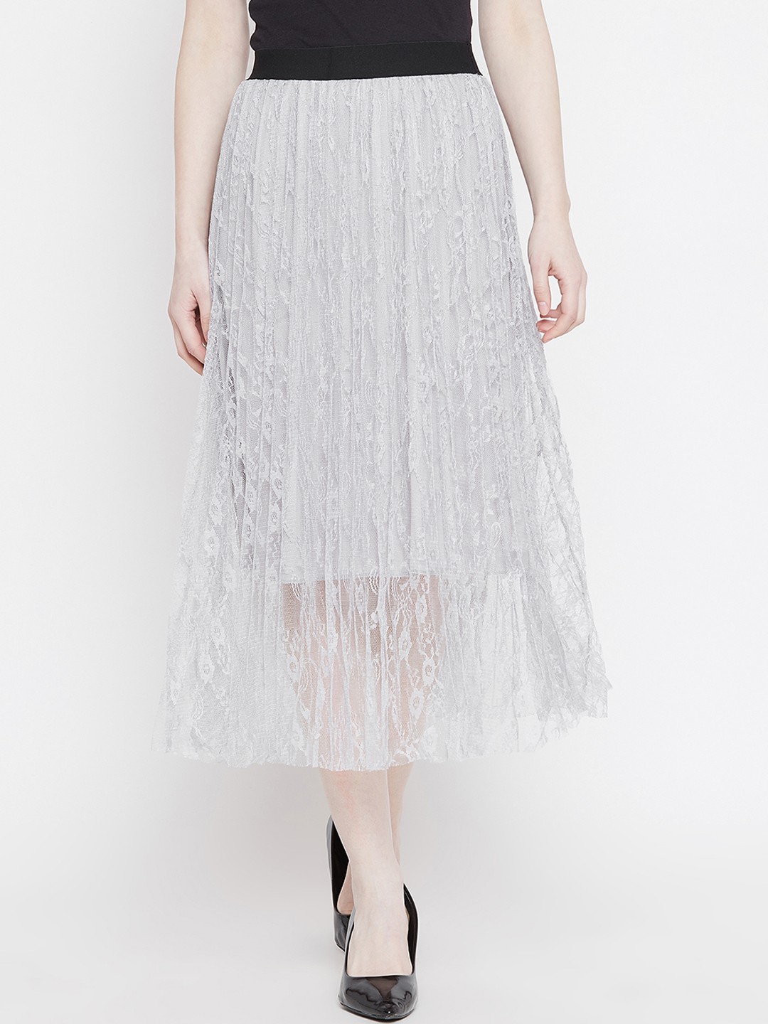

Camey Grey Self Design A-Line Skirt