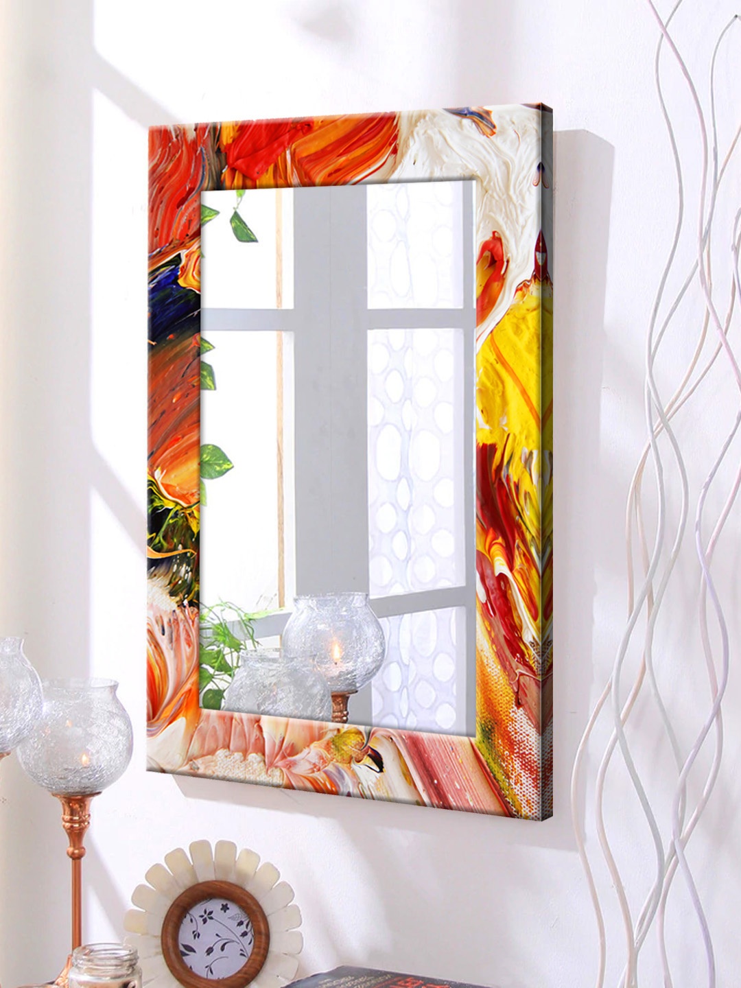 

999Store Multicoloured Framed Wall Mirror, Multi