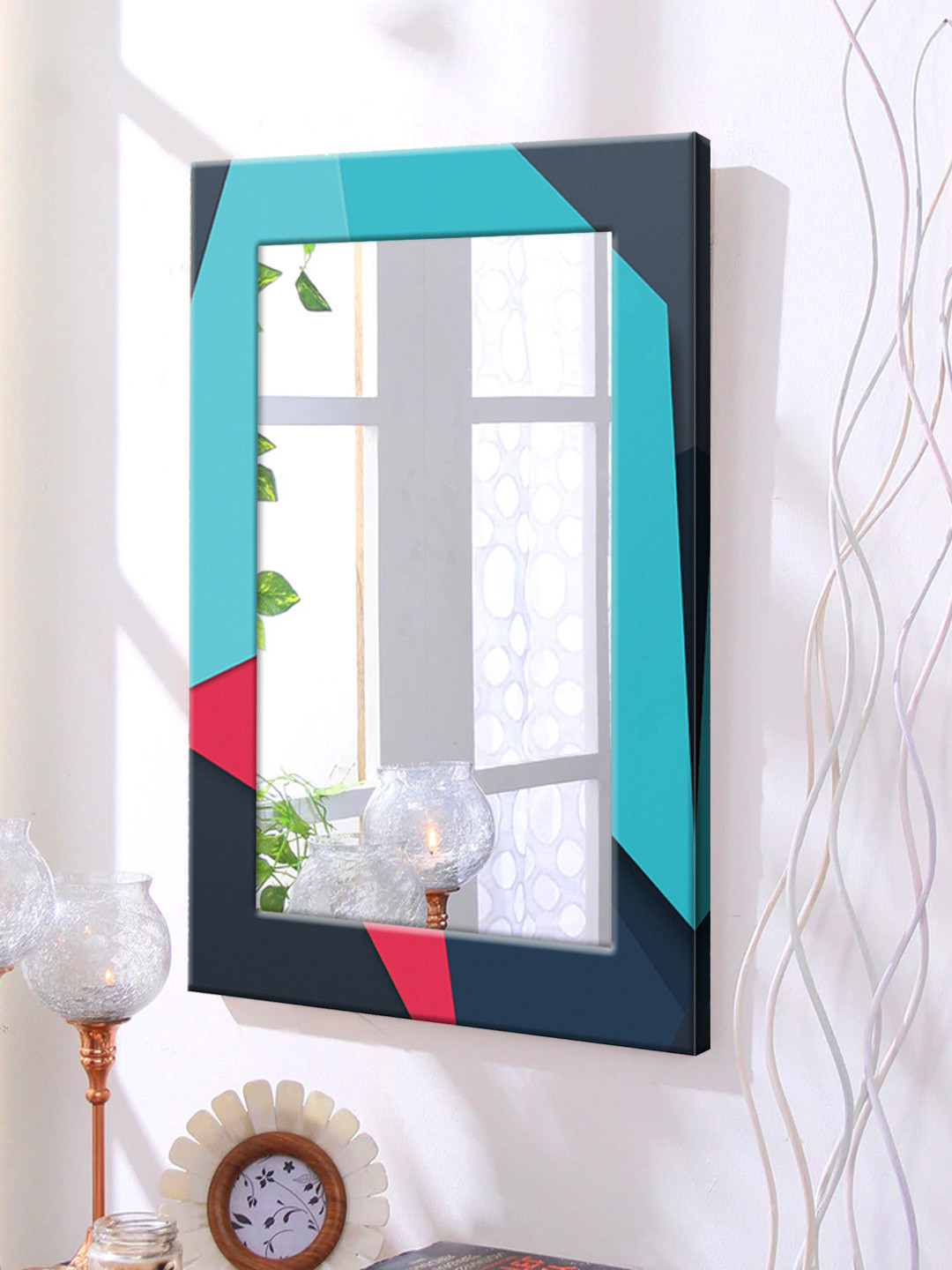 

999Store Blue Framed Wall Mirror