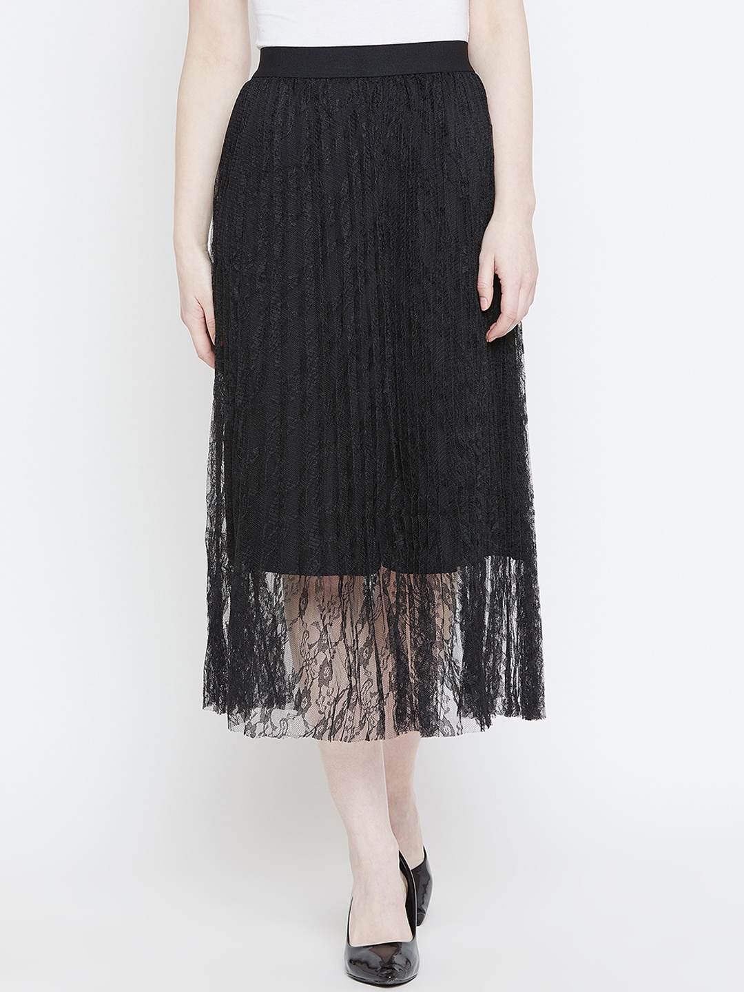 

Camey Women Black Self Design A-line Skirt