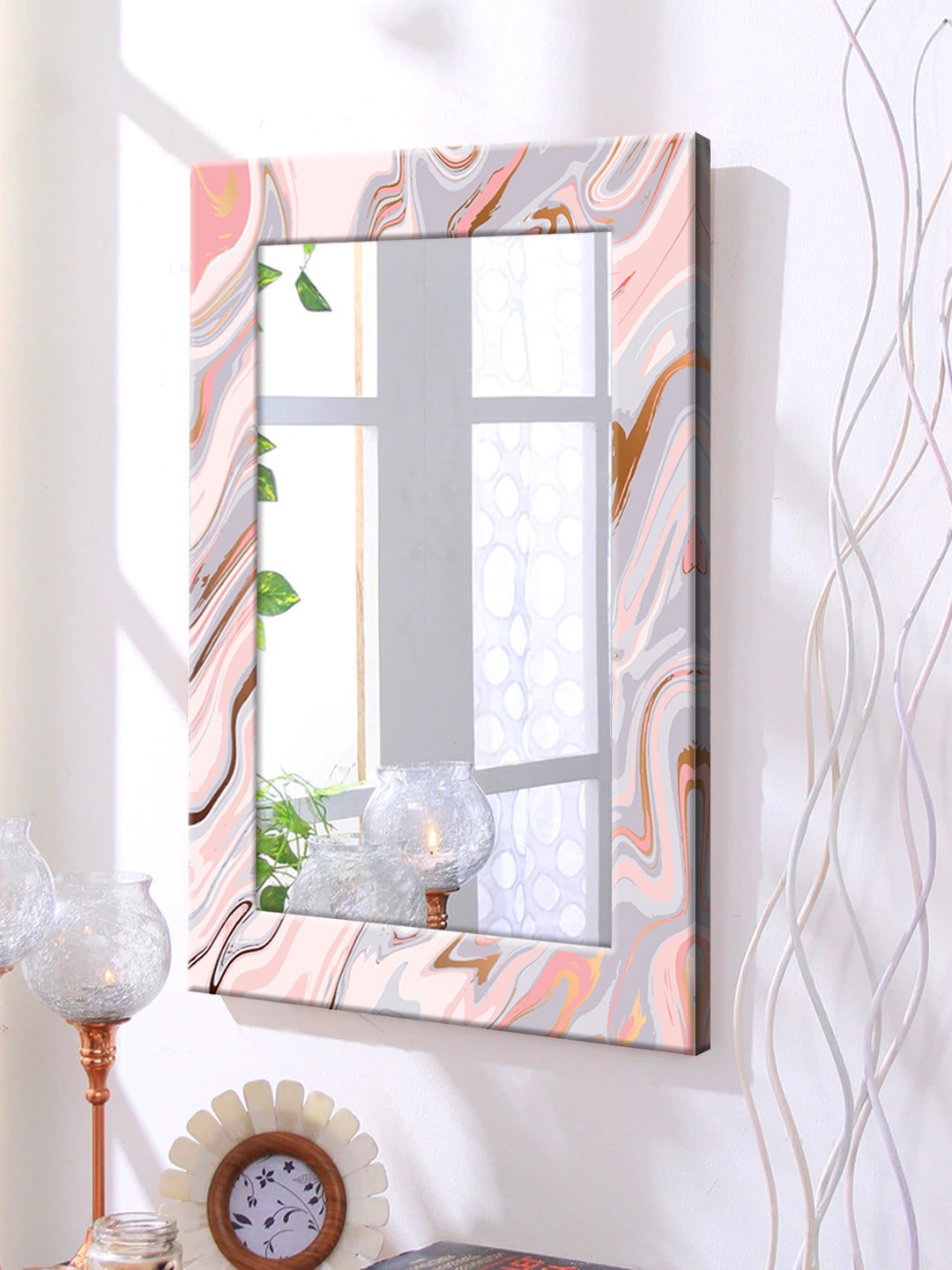 

999Store Pink Framed Wall Mirror