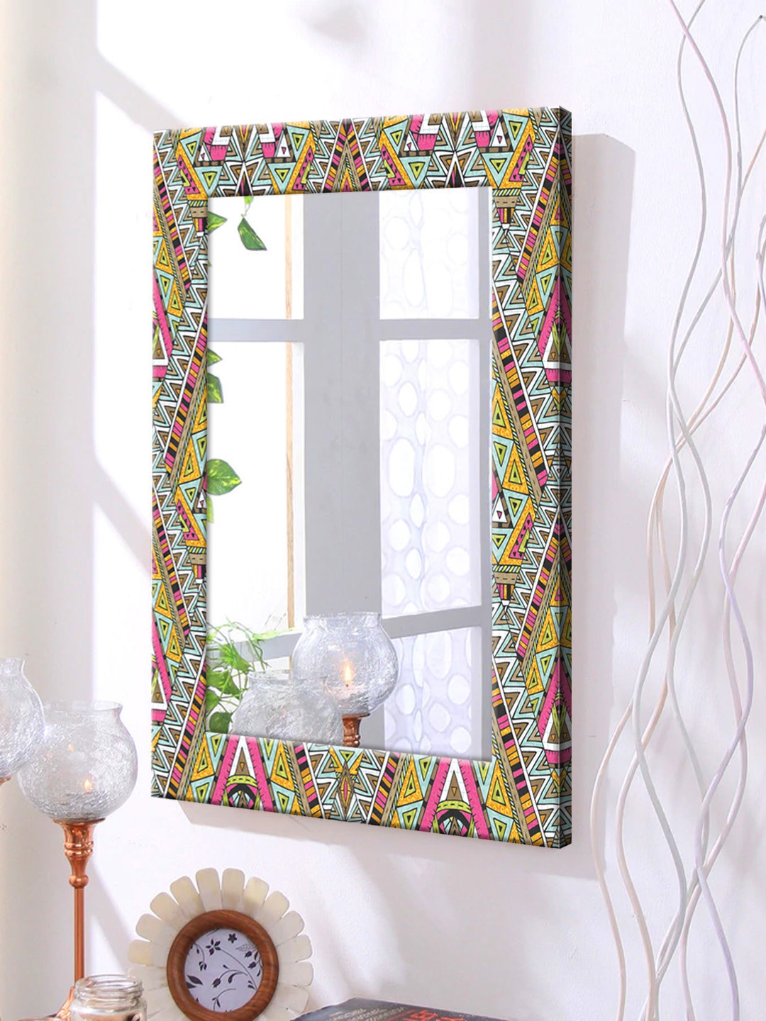 

999Store Multicoloured Framed Wall Mirror, Multi
