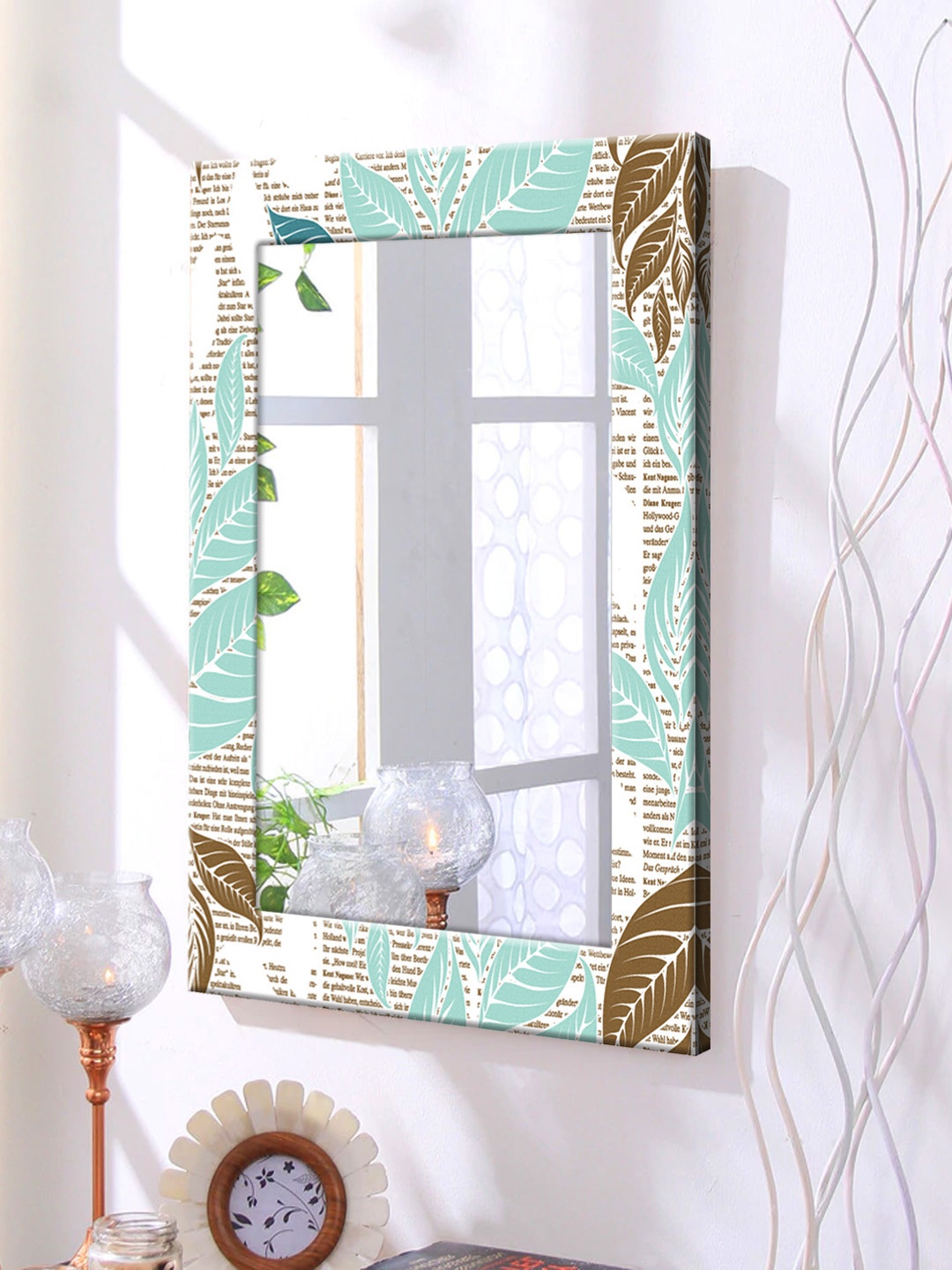 

999Store Multicolour Framed Wall Mirror, Multi