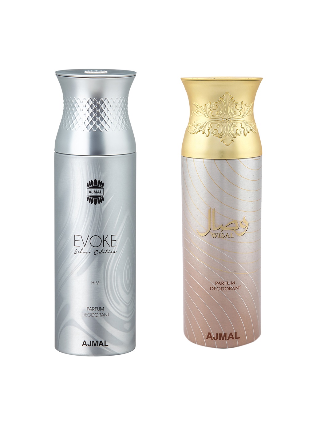 

Ajmal Unisex Evoke & Wisal Pack of 2 Deodorant, Silver