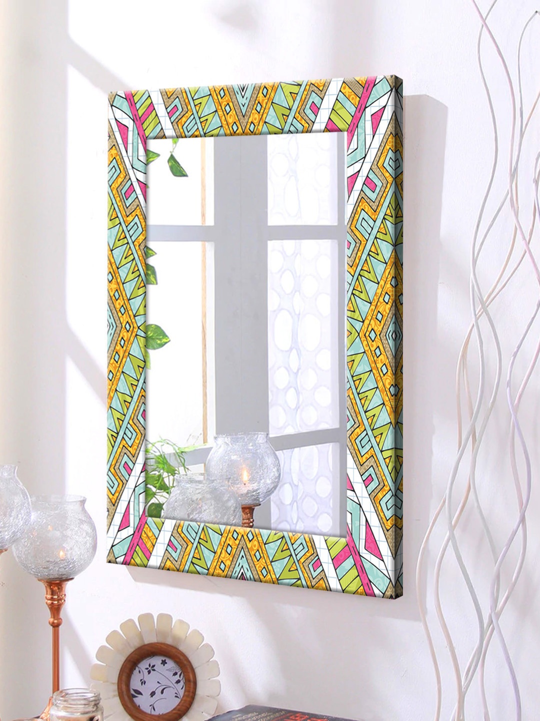 

999Store Multicoloured Framed Wall Mirror, Multi