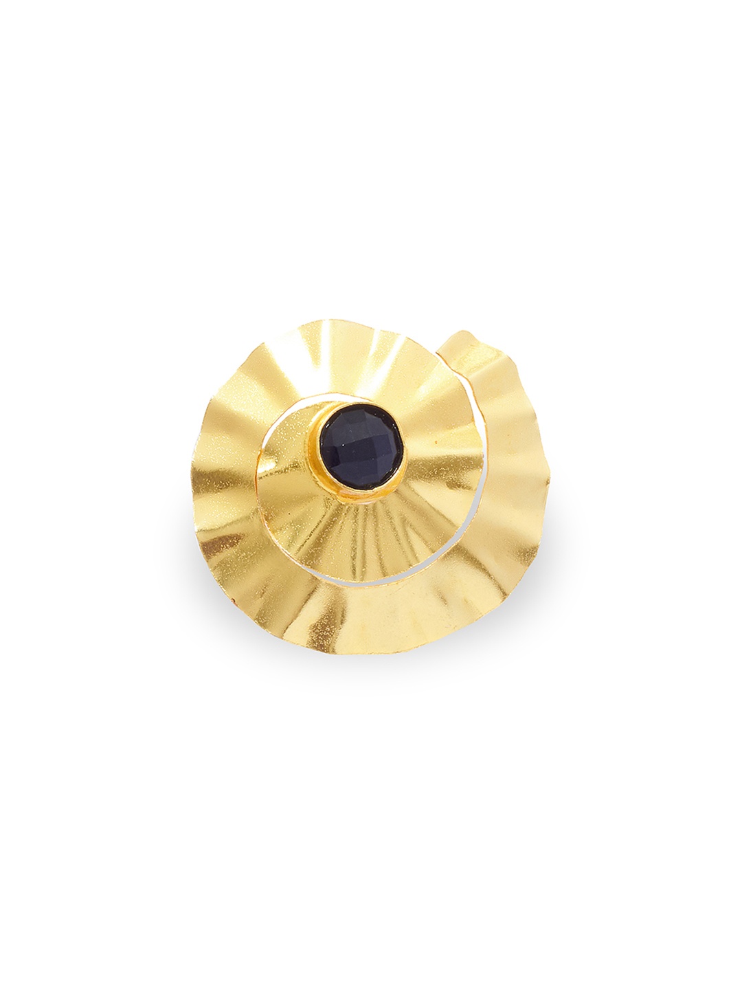 

AccessHer Women Gold-Toned & Black Cat's Eye Circular Finger Ring