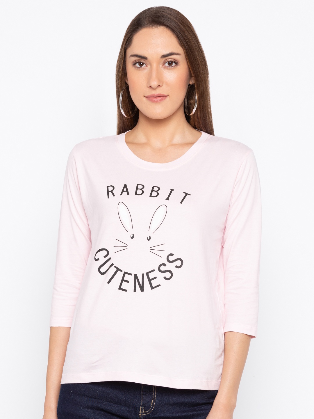 

Globus Women Pink Printed Round Neck T-shirt