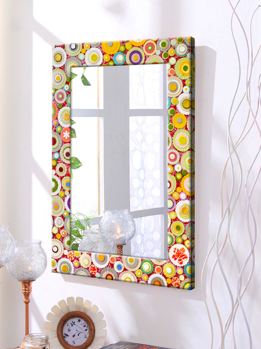 

999Store Multicoloured Framed Wall Mirror, Multi