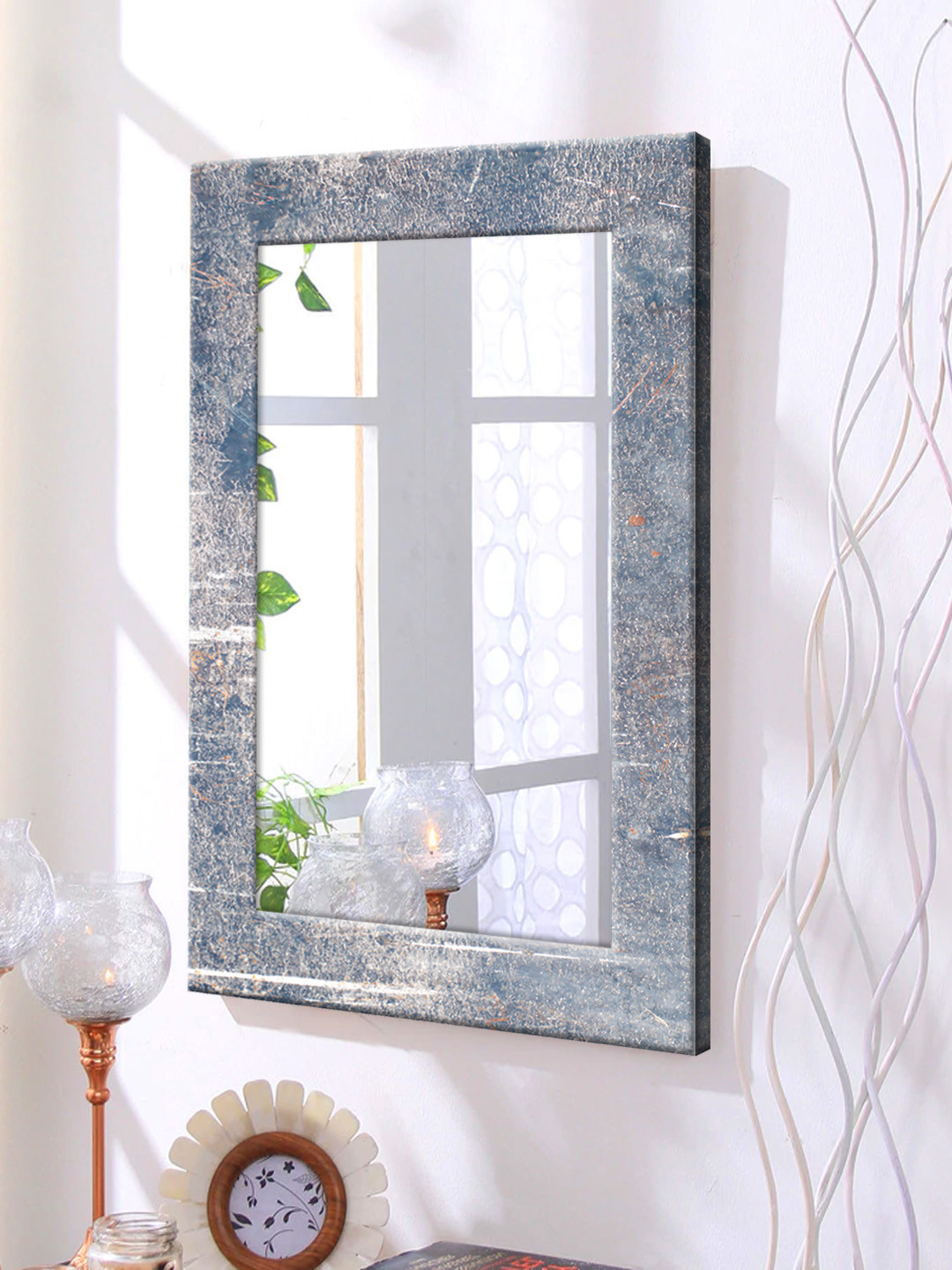 

999Store Grey Framed Wall Mirror