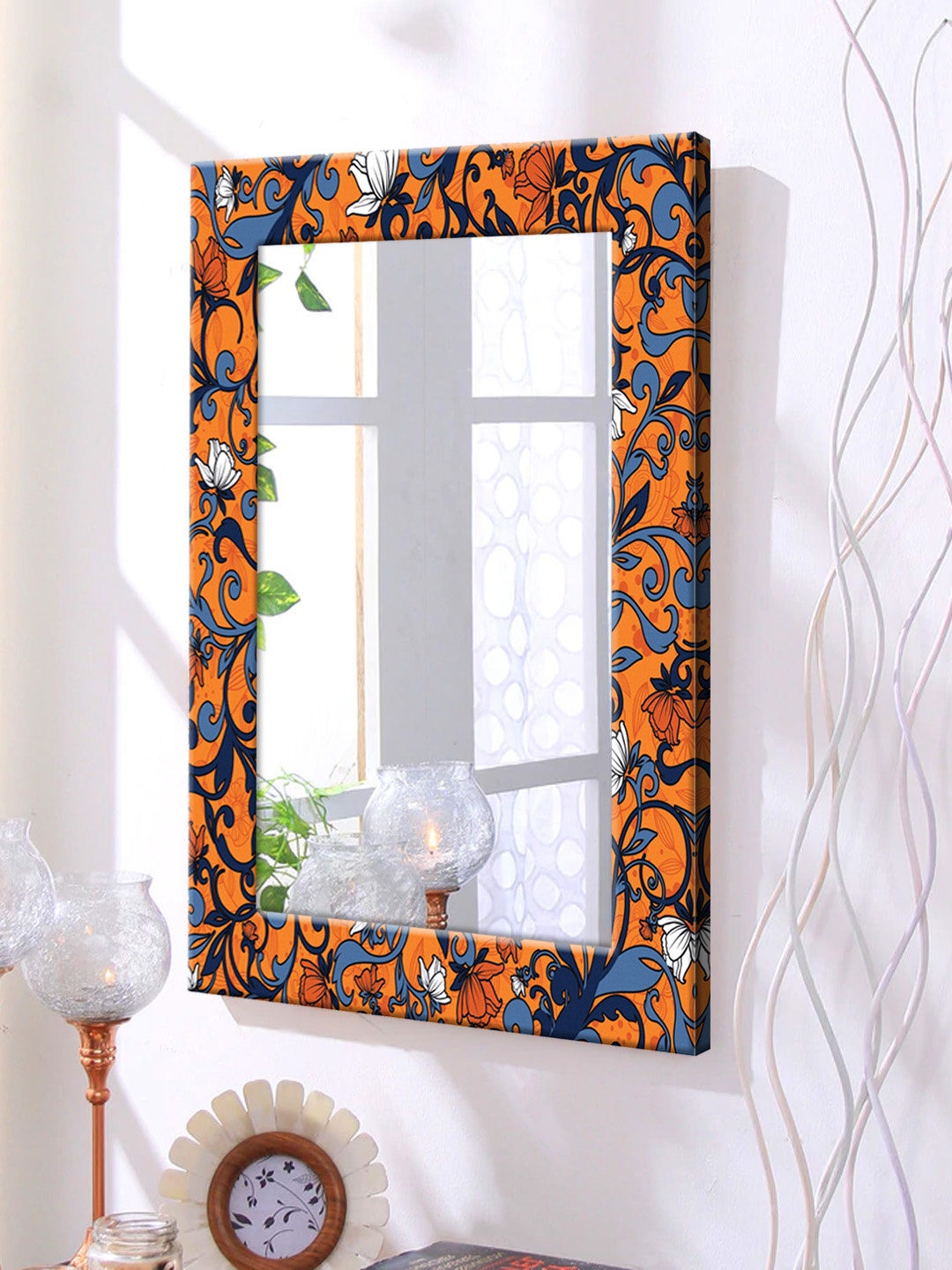 

999Store Orange Framed Wall Mirror