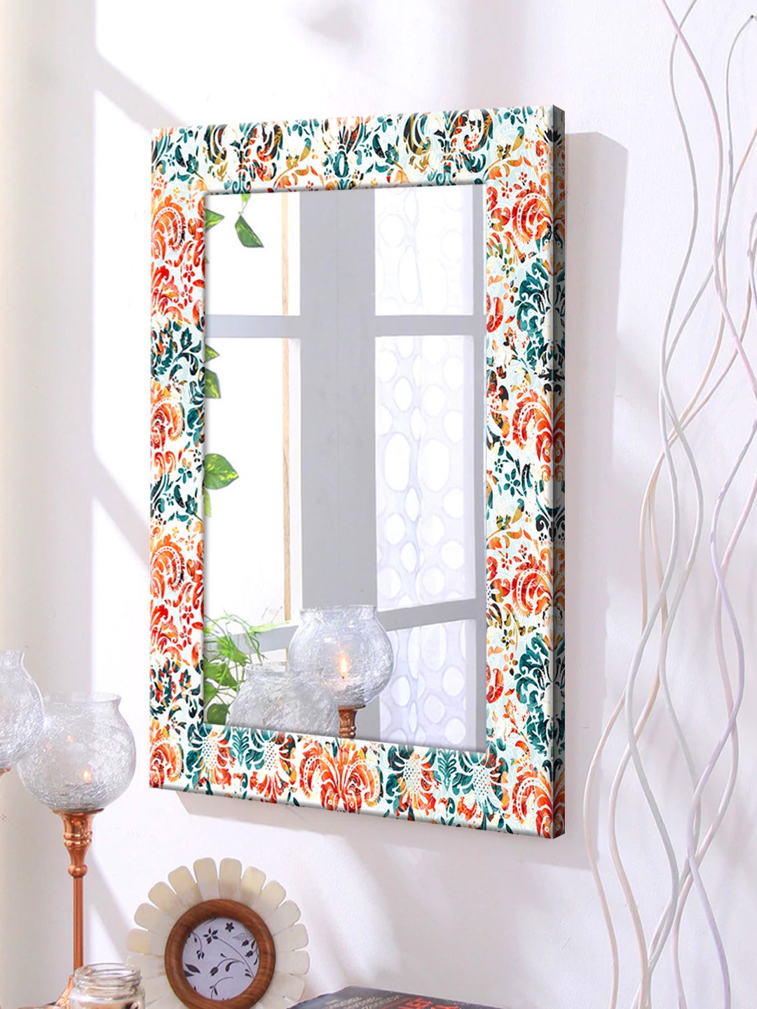 

999Store Orange Framed Wall Mirror